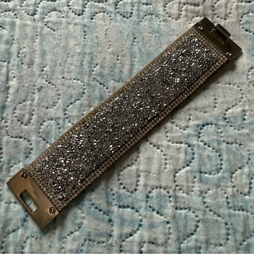 Sparkling Silver Rhinestone Thick Bracelet